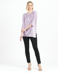 Glitter Foil - Pearl Cuff Asymmetrical Reverse Hi-Low Tunic - Pink