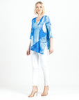 Asymmetrical Reverse Hi-Low Tunic - Water Splash