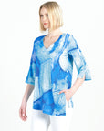 Asymmetrical Reverse Hi-Low Tunic - Water Splash