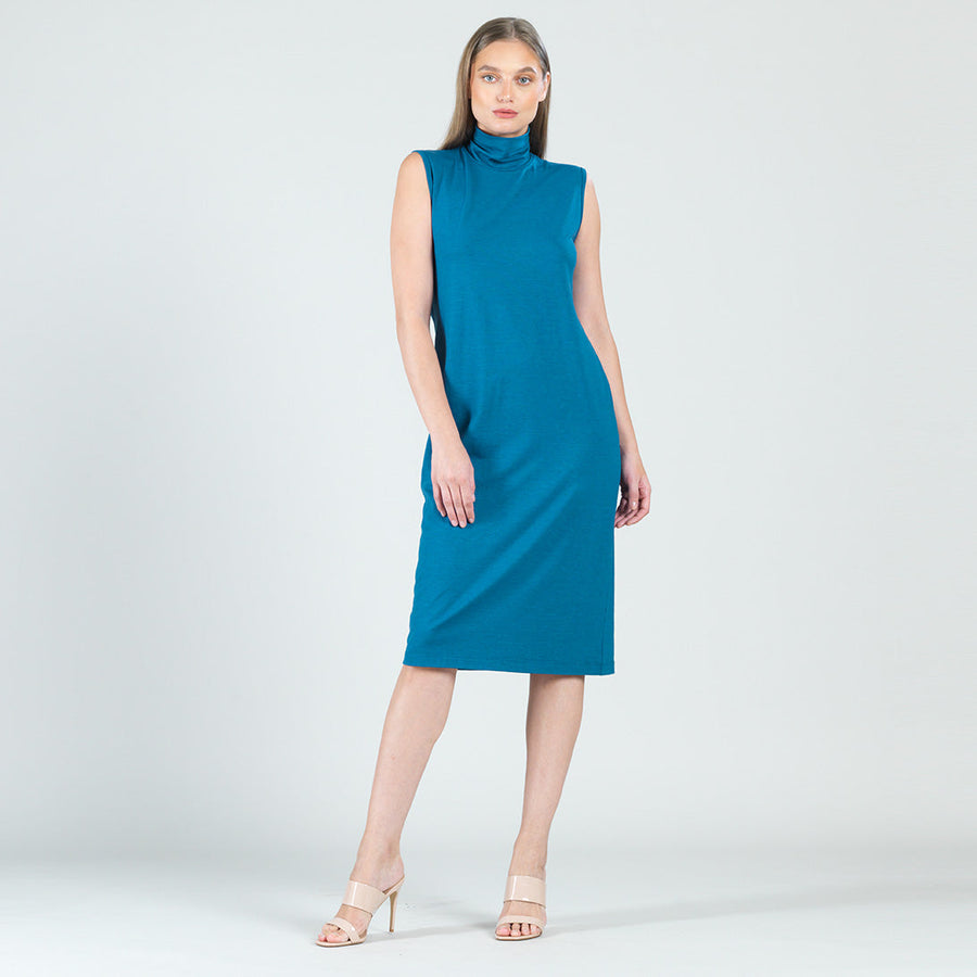 Peach Knit - Mock Neck Midi Dress - Teal - Final Sale!