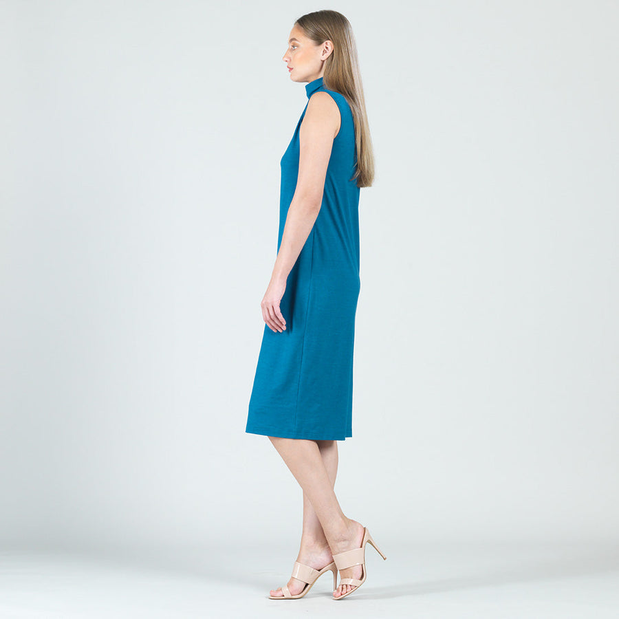 Peach Knit - Mock Neck Midi Dress - Teal - Final Sale!