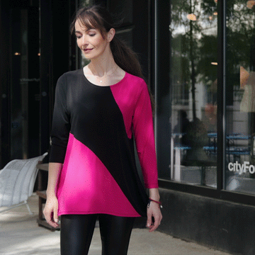 Color Block Angle Flow Tunic - Hot Pink - Final Sale!