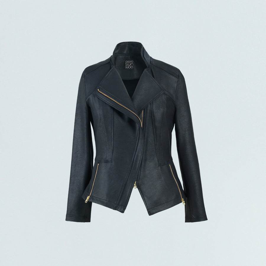 Magenta Liquid Leather Jacket By Clara Sunwoo – Something Different Shopping