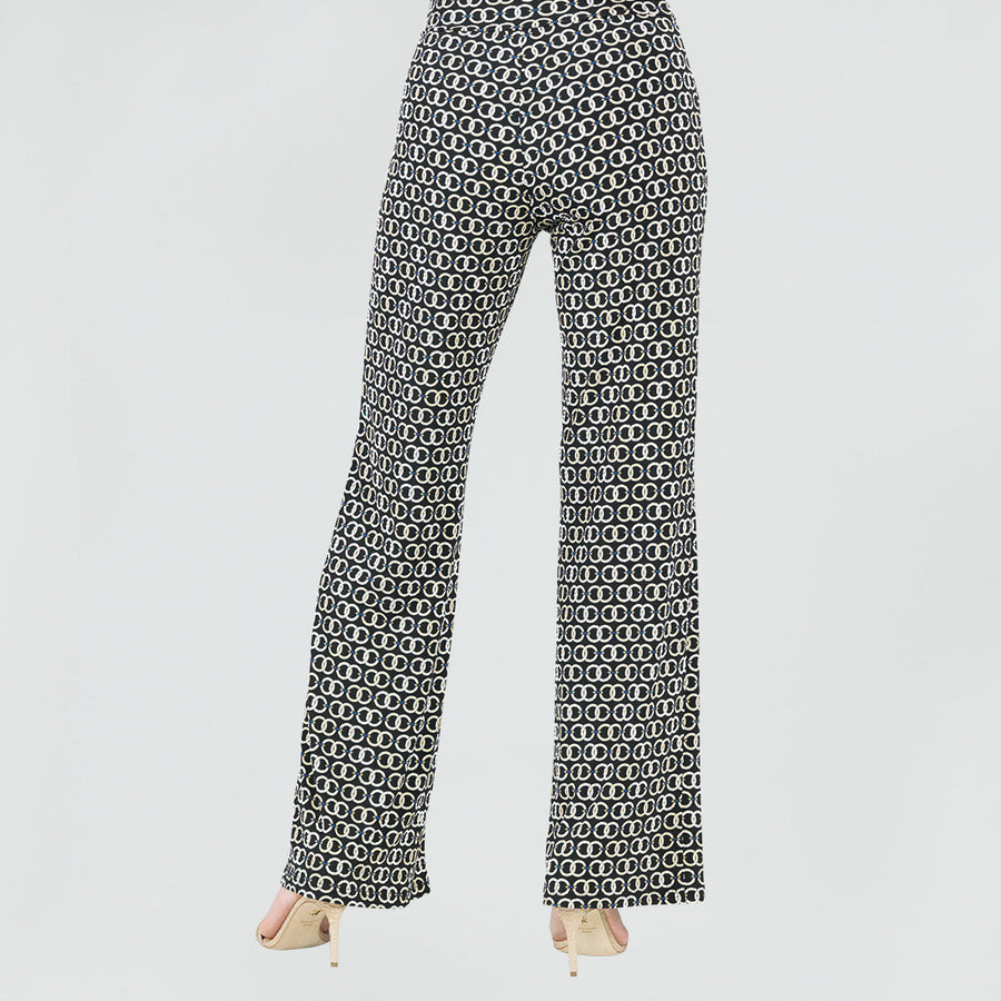 Textured Kick Front High Slit Pant - Chain Link - Final Sale!