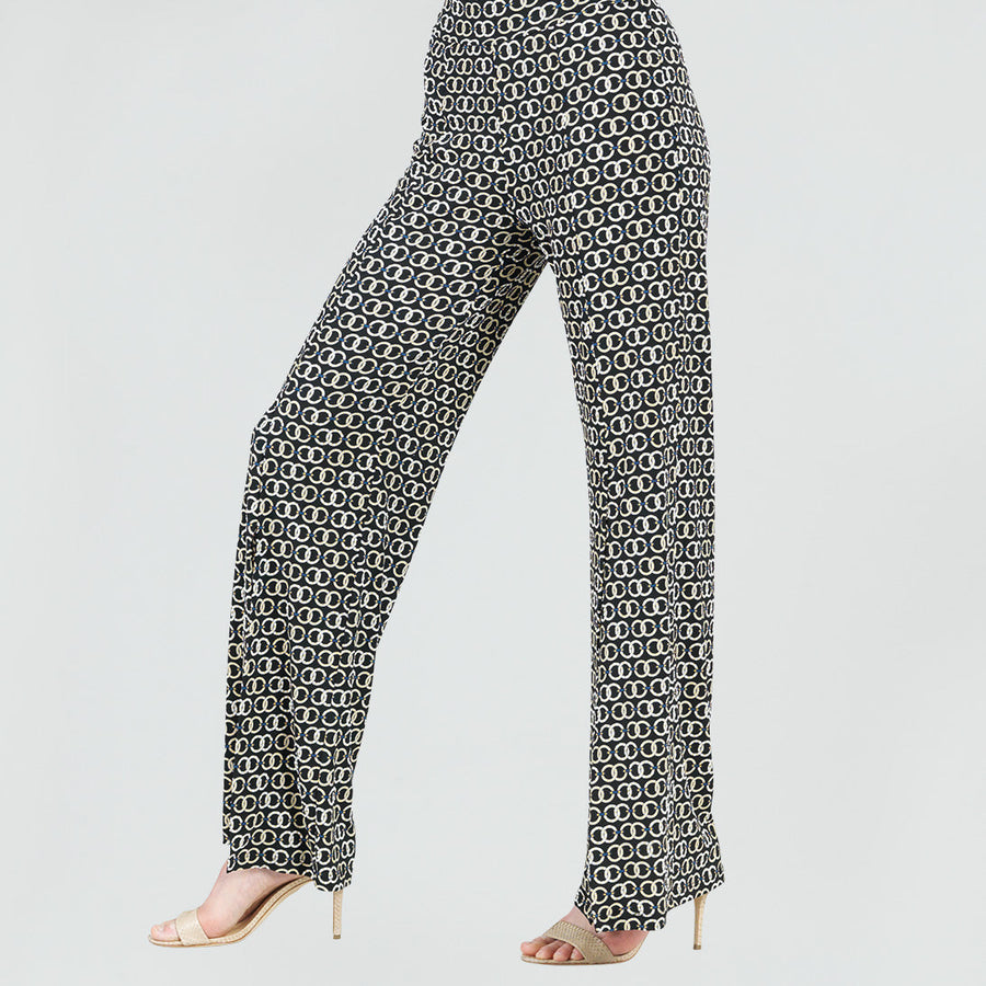 Textured Kick Front High Slit Pant - Chain Link - Final Sale!