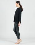 French Terry-Like Knit - Vented Sweater Tunic - Black - Final Sale!