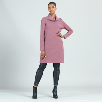 Ribbed Cotton Knit - Tunic Pocket Sweater Dress - Mauve - Final Sale!